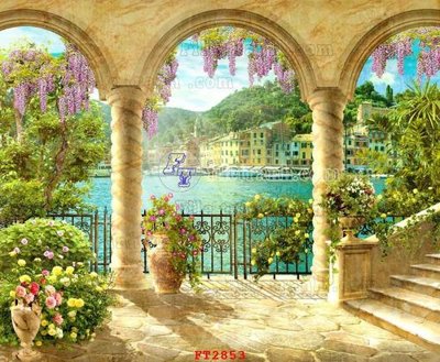 File tranh File psd tường quán cà phê FT2853 (file gốc) chủ đề phong thủy