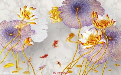 File gốc Tường nền 3D hiện đại FT3D568 (in lụa) hoa văn cổ điển