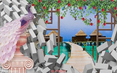 File tranh gốc in trần nhà Tường nền 3D hiện đại FT3D737 3D