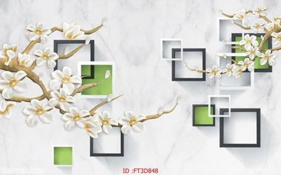 Tải file Tường nền 3D hiện đại FT3D848 (gốc) chủ đề hoa sen