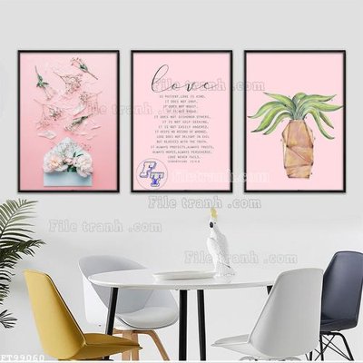 File gốc File tranh treo tường pha lê gương FT99060 (in lụa) hoa văn cổ điển