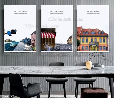 File tranh File tranh treo tường pha lê gương FT99137 (gốc) chủ đề thành phố