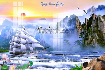 File in mica File tranh thuận buồm xuôi gió FTB19 (bản gốc) làm vách ngăn