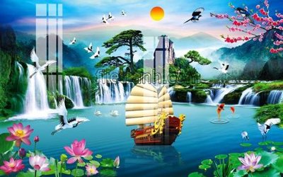 File tranh File tranh thuận buồm xuôi gió FTB214 (bản gốc) in lụa dán tường