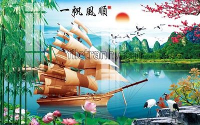 File gốc File tranh thuận buồm xuôi gió FTB232 (in lụa) tranh phong thủy