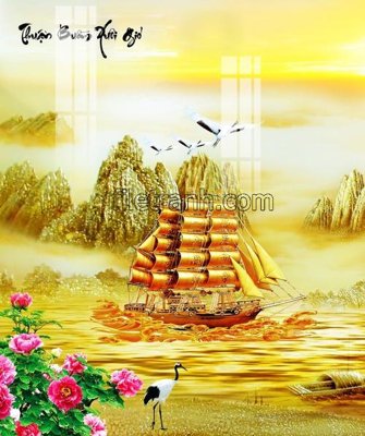 File tranh gốc in trần nhà File tranh thuận buồm xuôi gió FTB26 3D
