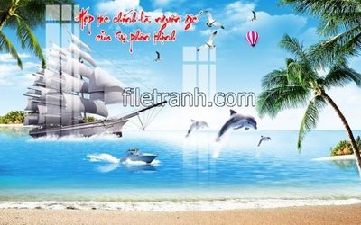 File tranh File tranh thuận buồm xuôi gió FTB97 (bản gốc) in lụa 5D