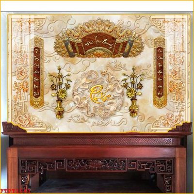 Download file gốc File tranh phòng thờ FTPT1241 (in lụa) hoa lá