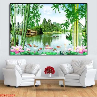 File gốc Tranh sơn thủy thác nước FTPT2007 cho in ấn và thiết kế