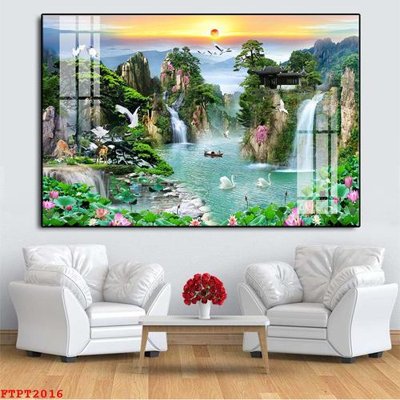 File PSD Tranh sơn thủy thác nước FTPT2016 (chất lượng in ấn)