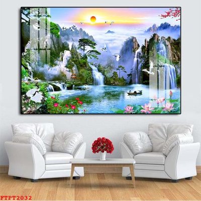 File gốc Tranh sơn thủy thác nước FTPT2032 (phiên bản chuẩn) để in ấn