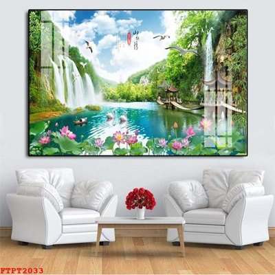 File ảnh Tranh sơn thủy thác nước FTPT2033 (gốc) trang trí khách sạn