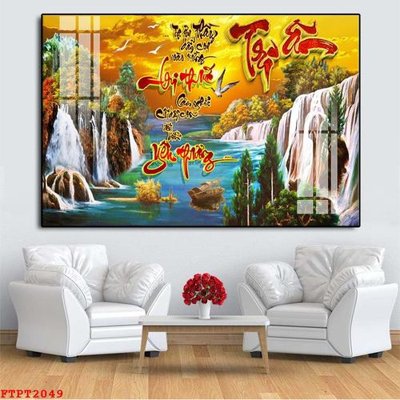 Tải xuống file tranh gốc Tranh sơn thủy thác nước FTPT2049 (PSD/TIFF)