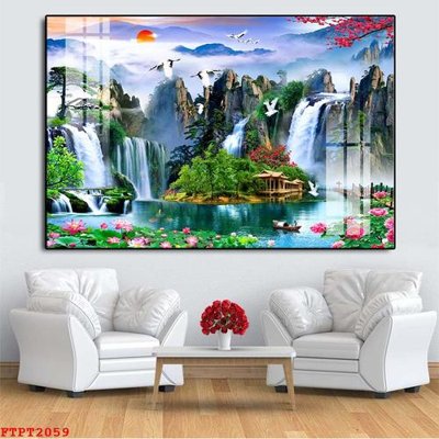 Mua file tranh gốc Tranh sơn thủy thác nước FTPT2059 tại Filetranh.com