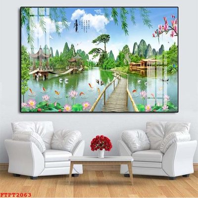 Mua file tranh gốc Tranh sơn thủy thác nước FTPT2063 tại Filetranh.com