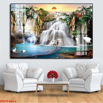 File gốc Tranh sơn thủy thác nước FTPT2064 (cho in ấn) từ Filetranh.com