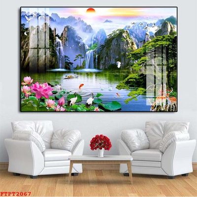 File tranh Tranh sơn thủy thác nước FTPT2067 (bản gốc) in canvas