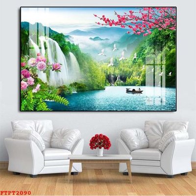 Tải file gốc Tranh sơn thủy thác nước FTPT2090 (bản PSD) chỉnh sửa được