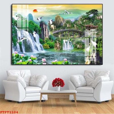 Hình ảnh file gốc Tranh sơn thủy thác nước FTPT2104 (chất lượng cao)