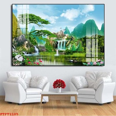 File gốc Tranh sơn thủy thác nước FTPT2105 (cho in ấn) độc quyền