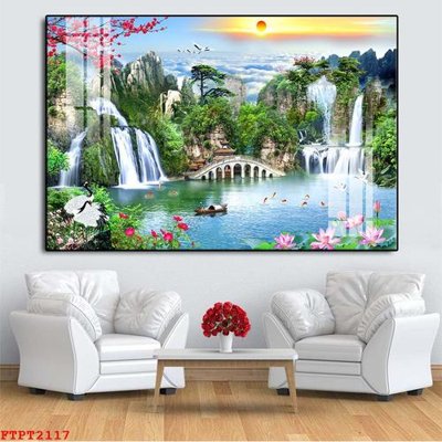 Tệp tin gốc Tranh sơn thủy thác nước FTPT2117 (dùng cho in) Tranh sơn thủy thác nước FTPT2117