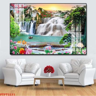 File PSD Tranh sơn thủy thác nước FTPT2131 (bản gốc) dễ dàng edit