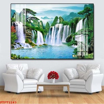 Tải file Tranh sơn thủy thác nước FTPT2143 (PSD) cho in tranh kính