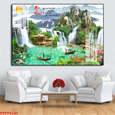 Download file Tranh sơn thủy thác nước FTPT2145 (gốc) in mica cao cấp