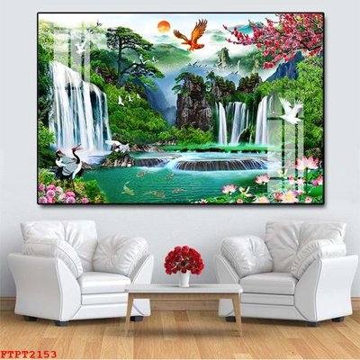 File PSD Tranh sơn thủy thác nước FTPT2153 (nguyên gốc) chất lượng cao