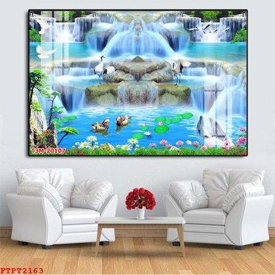 Tải file Tranh sơn thủy thác nước FTPT2163 (ảnh gốc) 300dpi Tranh sơn thủy thác nước FTPT2163