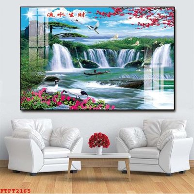 File gốc Tranh sơn thủy thác nước FTPT2165 (in ấn) màu sắc trung thực