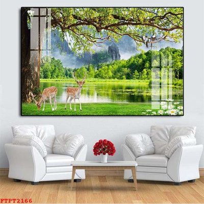 File tranh Tranh sơn thủy thác nước FTPT2166 (ảnh gốc) in trần nhà