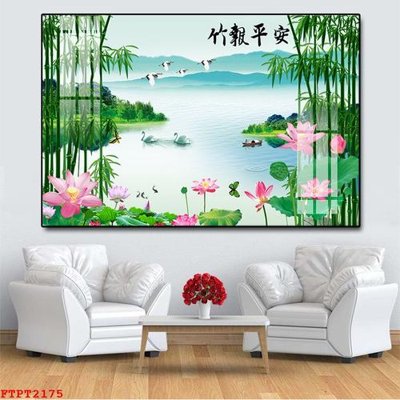 Download file gốc Tranh sơn thủy thác nước FTPT2175 (in lụa) tranh 3D