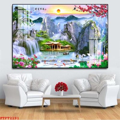 File in trần Tranh sơn thủy thác nước FTPT2191 (bản gốc) 5D