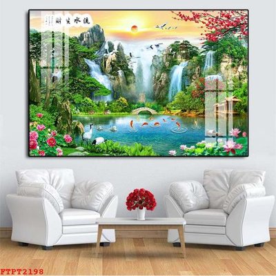 File in mica Tranh sơn thủy thác nước FTPT2198 (bản gốc) siêu trong