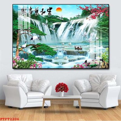 Tải file Tranh sơn thủy thác nước FTPT2206 (gốc) làm file thiết kế