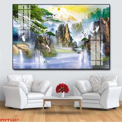 File in ấn chuyên nghiệp Tranh sơn thủy thác nước FTPT2207 (file gốc)