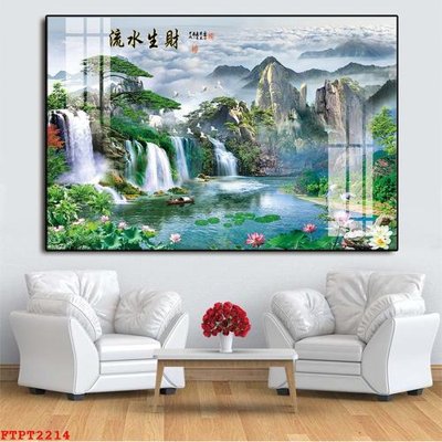 Tải file Tranh sơn thủy thác nước FTPT2214 (PSD) cho in tranh kính