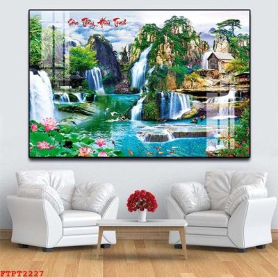 Ảnh mô tả file gốc in mica Tranh sơn thủy thác nước FTPT2227