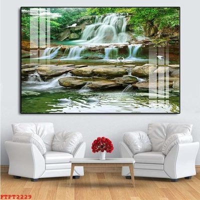 File tranh gốc PSD Tranh sơn thủy thác nước FTPT2229 còn nguyên layer