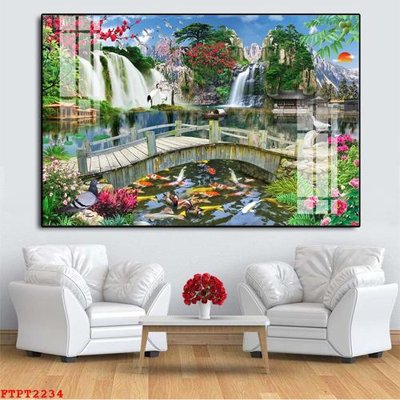 File gốc Tranh sơn thủy thác nước FTPT2234 (cho in 3D) độc đáo