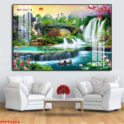 File tranh Tranh sơn thủy thác nước FTPT2264 (bản gốc) in canvas