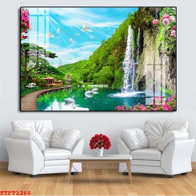 File tranh Tranh sơn thủy thác nước FTPT2266 (file gốc) chuẩn màu in