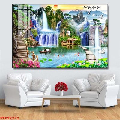 File PSD Tranh sơn thủy thác nước FTPT2272 (bản gốc) cho nhà in