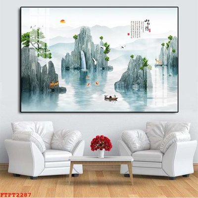 File gốc in ấn Tranh sơn thủy thác nước FTPT2287 chuẩn màu CMYK