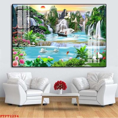 Tải file gốc Tranh sơn thủy thác nước FTPT2294 (in không vỡ ảnh)