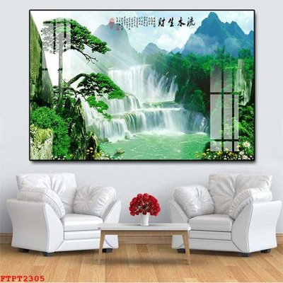 File tranh Tranh sơn thủy thác nước FTPT2305 (gốc) chủ đề con người