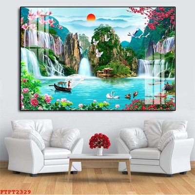 Tải file Tranh sơn thủy thác nước FTPT2329 (ảnh gốc) in tráng gương