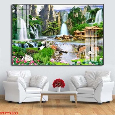 Hình ảnh file gốc Tranh sơn thủy thác nước FTPT2332 cho in UV