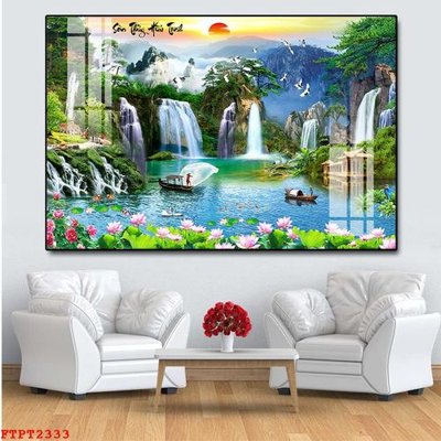 Tải file Tranh sơn thủy thác nước FTPT2333 (gốc) làm file quảng cáo